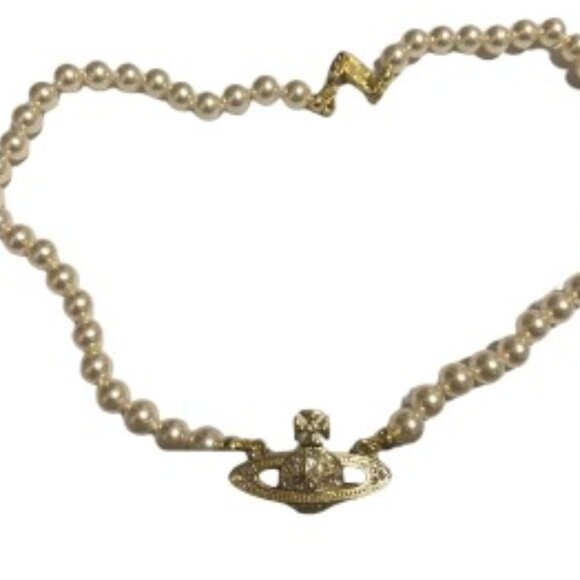 Vivienne Westwood Two-piece set of Saturn pearl necklaces (gold + silver) - Picture 3 of 4